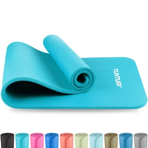 Tunturi NBR Yogamat Anti Slip - Fitnessmat Extra dik & zacht - Sportmat - 180x60x1.5cm - Incl Trainingsapp - Turquoise