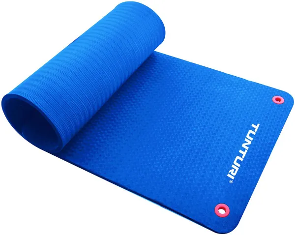Tunturi Pro Fitnessmat - Yogamat - Gymnastiekmat - Oefenmat - 140 cm x 60 cm x 1,5 cm - Blauw - Incl. gratis fitness app