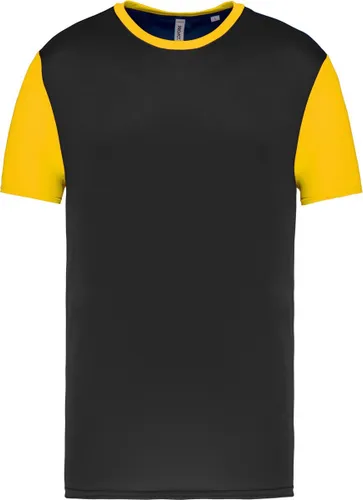 Tweekleurig herenshirt jersey met korte mouwen 'Proact' Black/Yellow - L
