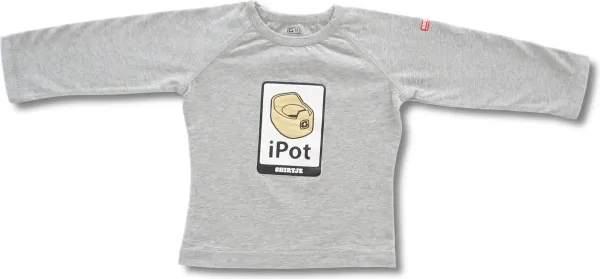 Twentyfourdips | T-shirt lange mouw baby met print 'iPot' | Grijs melee |