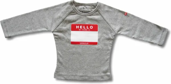 Twentyfourdips | T-shirt lange mouw baby met print 'My name is' | Grijs melee |