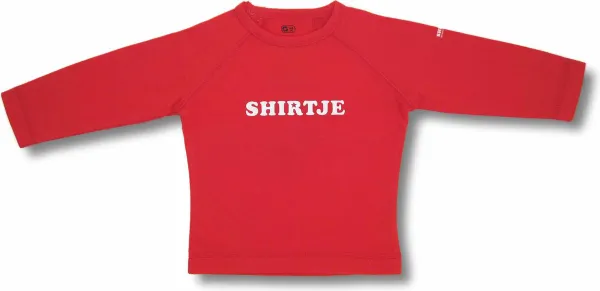 Twentyfourdips | T-shirt lange mouw baby met print 'Shirtje' | Rood |