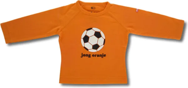 Twentyfourdips | T-shirt lange mouw kind met print 'Jong oranje' | Oranje |