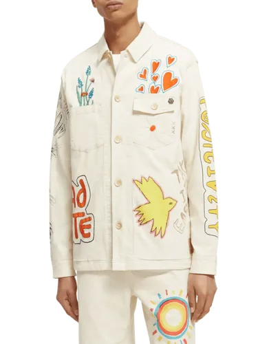 Twill overshirt with placement artworks - Maat XL - Multicolor - Man - Jas - Scotch & Soda