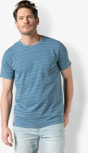Twinlife Heren indigo stripe - T-Shirts - Luchtig - Vochtabsorberend - Blauw - 3XL