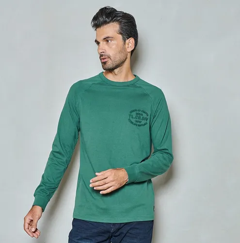 Twinlife Heren long sleeve logo embro - T-Shirts - Wasbaar - Ademend - Groen - 2XL