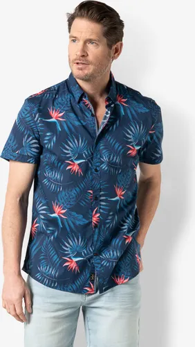 Twinlife Heren shirt floral s.s. - T-Shirts - Duurzaam - Elastisch - Blauw - S