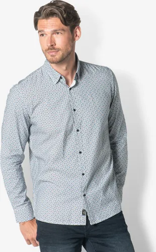 Twinlife Heren Shirt Print Geweven - Overhemd - Comfortabel - Regular Fit - Blauw - 2XL