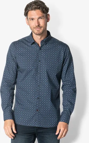 Twinlife Heren Shirt Print Geweven - Overhemd - Comfortabel - Regular Fit - Blauw - S