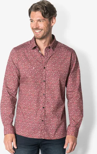 Twinlife Heren Shirt Print Geweven - Overhemd - Comfortabel - Regular Fit - Rood - M