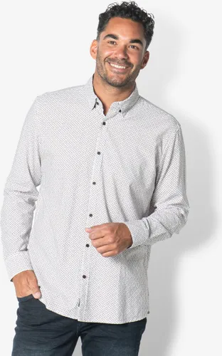 Twinlife Heren Shirt Print Geweven - Overhemd - Comfortabel - Regular Fit - Wit - XL
