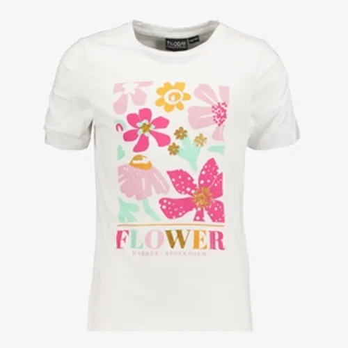 TwoDay meisjes T-shirt met bloemen wit