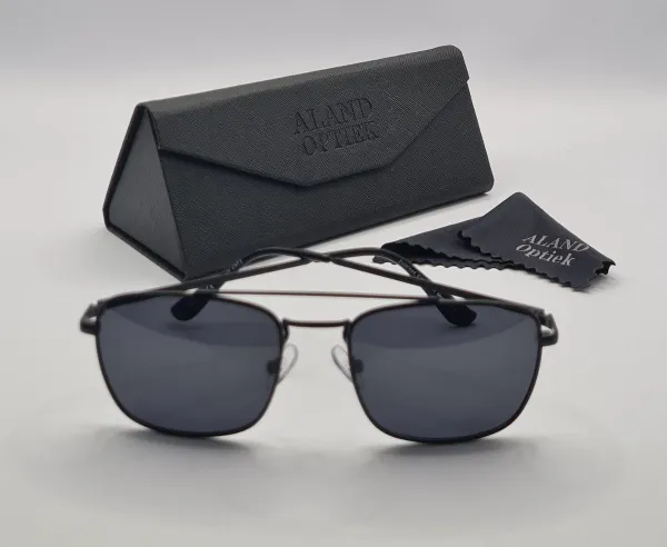 Unisex zonnebril gepolariseerd / pilotenbril / zwarte donkergrijze bril met harde en zachte brillenkokers en doekje - UV400 cat 3 - bril met brillenko