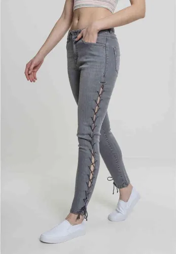 Urban Classics - Denim Lace Up Skinny jeans - Taille, 29 inch - Grijs