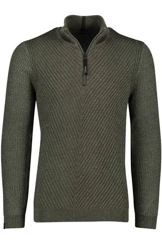 Vanguard sweater opstaande kraag halfzip groen katoen