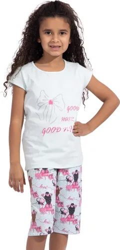 VANILLA -  Goodnight meisjes pyjama  - Pyjamasets - Tweedelig - Egyptisch katoen - Blauw - PJ524 - 8-9 jaar