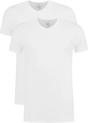 VENT strak model T-shirt V-hals (2-pack) - wit