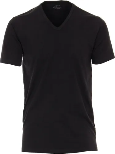 Venti Basis T-shirt Met Stretch V-hals Zwart 2-Pack - M