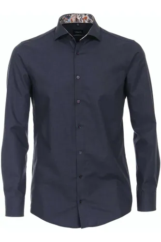 Venti Modern Fit Overhemd donkerblauw, Effen