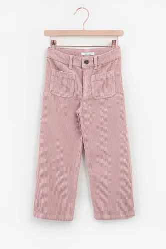 Vergrijsd Roze Ribcord Culotte Met Patch Pockets
