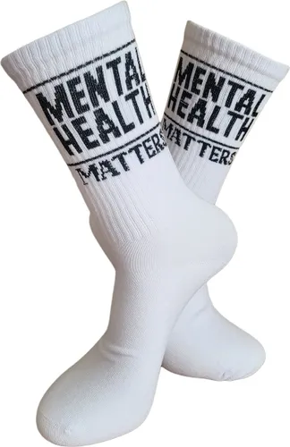 Verjaardags cadeau - Mentale gezondheid Sokken - Sport sokken - leuke sokken - witte sokken - tennis sokken - sport sokken - valentijns cadeau - sokke