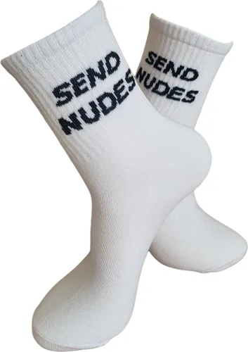 Verjaardags cadeau - Naakt foto's Sokken - leuke sokken - vrolijke sokken - witte sokken - tennis sokken - sport sokken - valentijns cadeau - sokken m