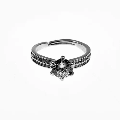 Verlovingsring - Ring Dames - S925 Zilver Gerhodineerd - Een maat - Verstelbaar Ring - Ring met Zirkonia