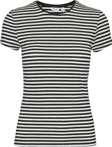 Vero Moda T-shirt Vmines Fiona Ss O-neck Top Vma Noos 10300882 Black Stripes Snow White Dames