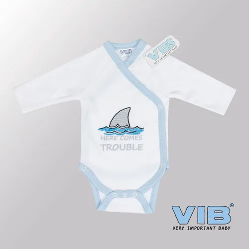 VIB® - Rompertje Luxe Katoen - Here comes Trouble (Wit) - Babykleertjes - Baby cadeau