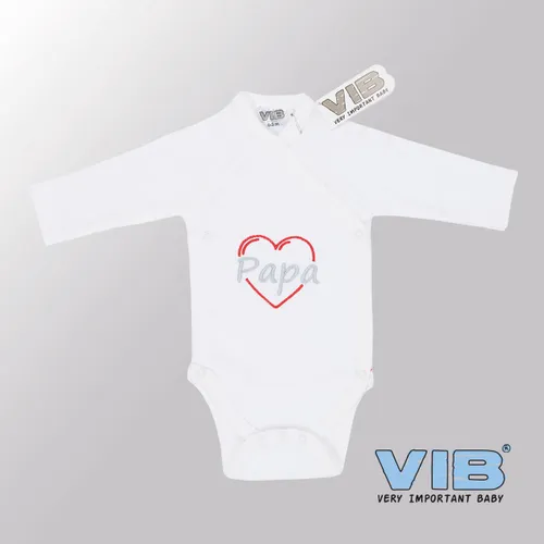 VIB® - Rompertje Luxe Katoen - Papa hartje (Wit) - Babykleertjes - Baby cadeau