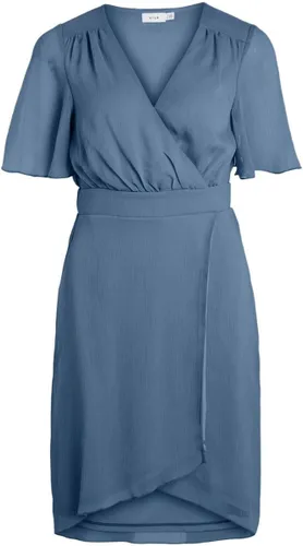 Vila Jurk Virilla V-neck 2/4 Short Dress/bm/d 14083771 Coronet Blue Dames