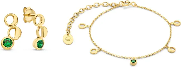 Violet Hamden Violet's Gift Dames Armband/Giftset/Oorbellen/Oorknoppen Gouden plating/Zilver - Goud/Groen