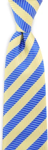 We Love Ties - Stropdas geel - blauw gestreept - geweven polyester - geel / blauw