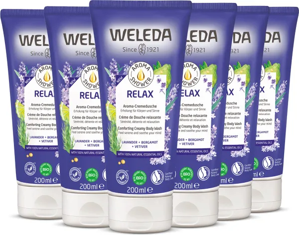 WELEDA - Aroma Shower Relax Douchecrème - Voordeelverpakking - 6x200ml - 100% natuurlijk