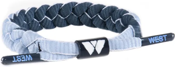 West Bracelet - Model Rope - Stoere gevlochten kinder armband / tiener armband - Touw armband - Verstelbaar - Omkeerbaar - Kleur donkerblauw/ lichtbla...