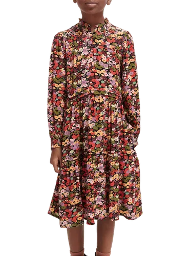 Wide-fit long-sleeved midi dress - Maat 8 - Multicolor - Meisje - Jurk - Scotch & Soda