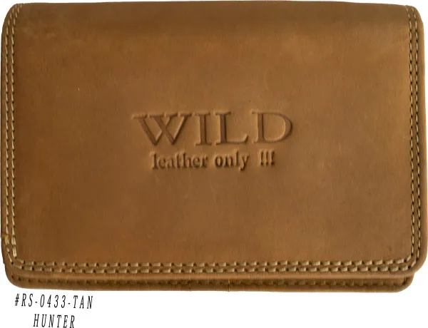 Wild Leather Only !!! Portemonnee Dames Hunter Leer- Camel - (WDRS-033-78) - Harmonica Model -