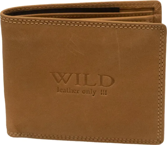 Wild Leather Only !!! Portemonnee Heren Hunter Leer Tan -(WHRS-016-78) -11.5X2X9.5cm -