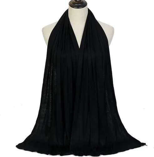 WiseGoods Luxe Hijab Dames - Hoofddoek - Abaya Accessoires - Kleren Vrouw - Islam Design Kleding - Cadeau Ramadan - Sjaal Zwart