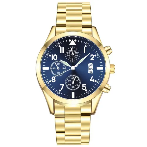 WiseGoods WS1254 Luxe Heren Horloge Met Geschenkdoos - Fashion Accessoires - Cadeau Mannen - Herenhorloge - Goud/Blauw - Ø 42mm
