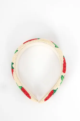 Witte Haarband Met Kraaltjes En Aardbeien
