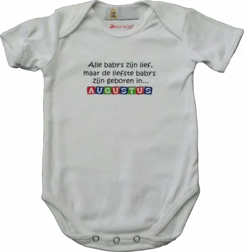 Witte romper met "Alle baby's zijn lief, maar de liefste baby's zijn geboren in Augustus"