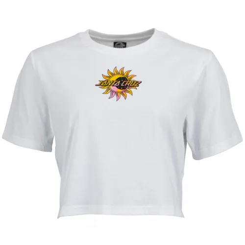 Womens Crescent Tie Dye Dot Crop T-shirt White - XL