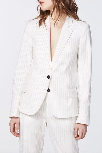 Women’s Ecru Cotton Linen Pinstripe Suit Jacket Ecru