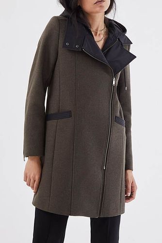 Women’s Khaki Wool-rich Mid-length Coat + Detachable Hood