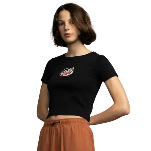 Womens Mushroom Wave Dot Splice T-shirt Black - S