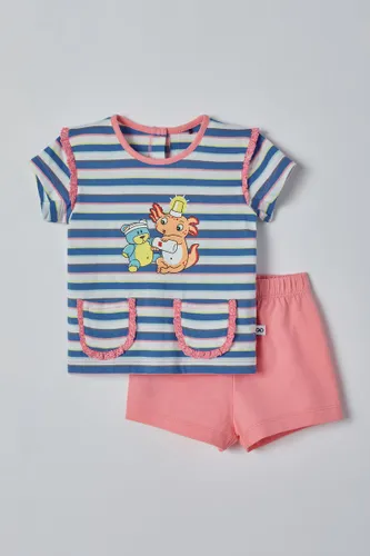 Woody pyjama baby meisjes - multicolor gestreept - axolotl vis - 221-3-PSG-S/987