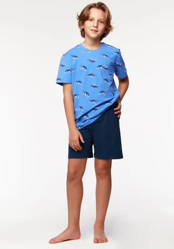 Woody pyjama jongens/heren - blauw - walvis all-over print - 231-2-QPA-Z/928
