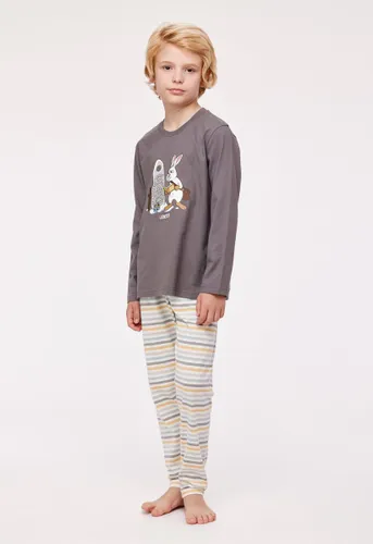 Woody pyjama jongens/heren - donkergrijs - haas - 232-10-PLS-S/154