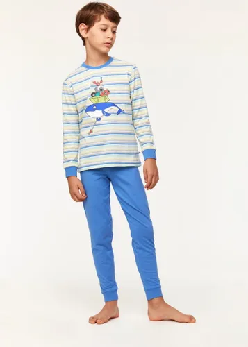 Woody pyjama jongens/heren - multicolor gestreept - walvis - 231-1-PLC-S/904